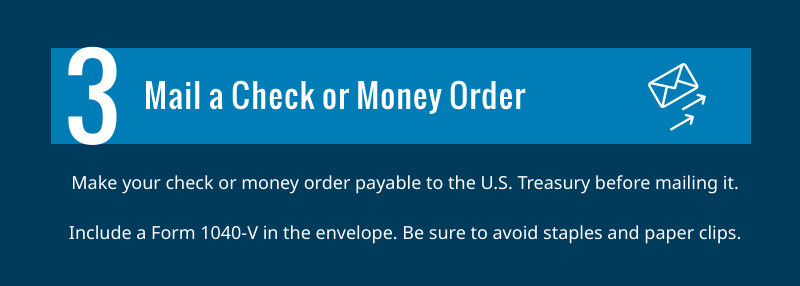 Mail the IRS a check or money order made payable to the U.S. Treasury.